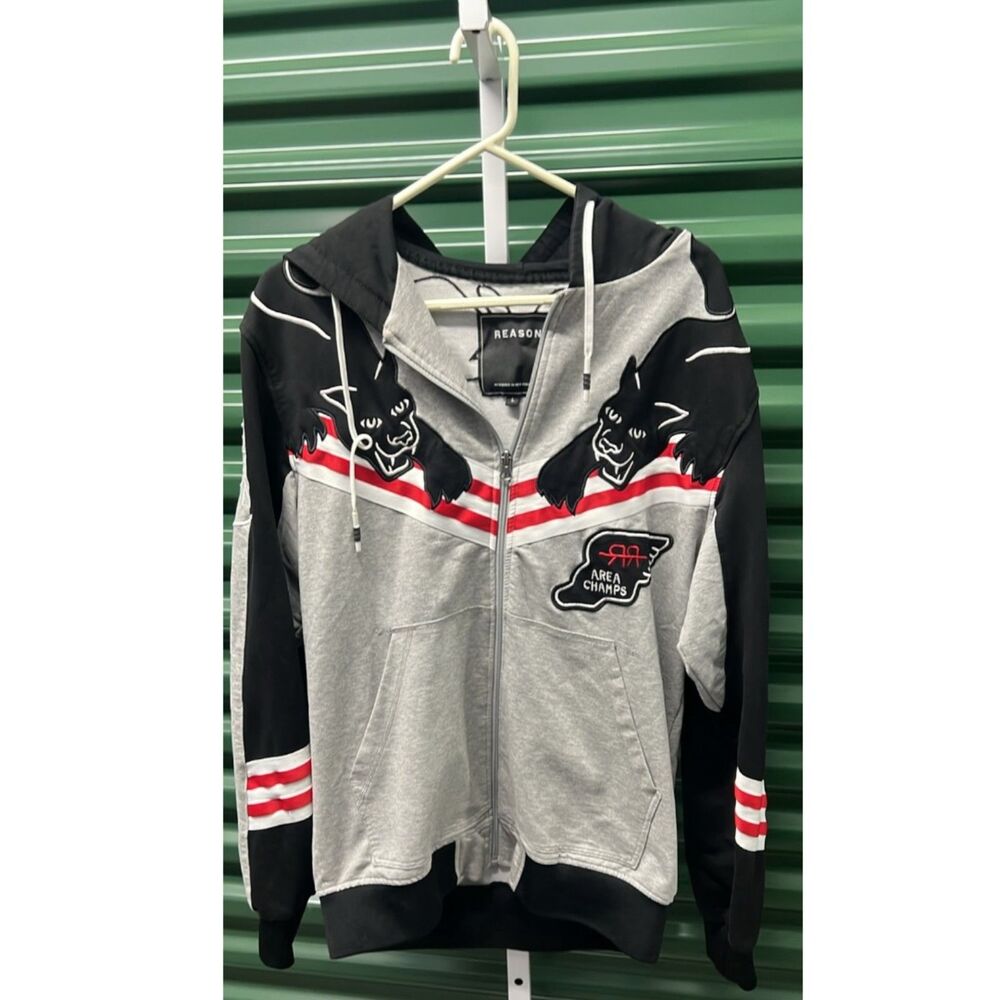 Reason Hoodie Black Panther Area Champs Full Zip Gray - Size L